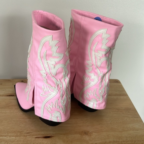 New Azalea Wang ESPERANZA COWBOY BOOTS LIGHT PINK - Picture 7 of 11